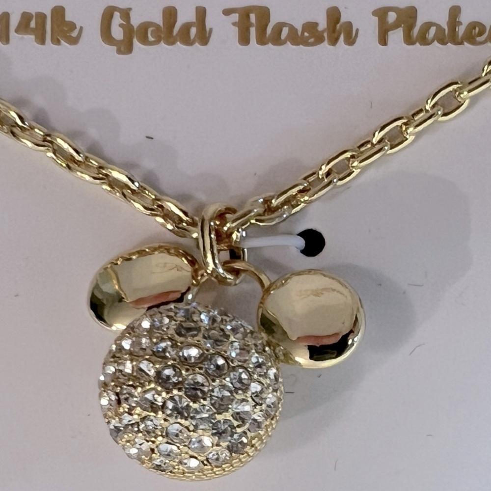 Disney "Mickey Mouse" 14K Gold Flash Plated Pendant Necklace - Picture 7 of 8